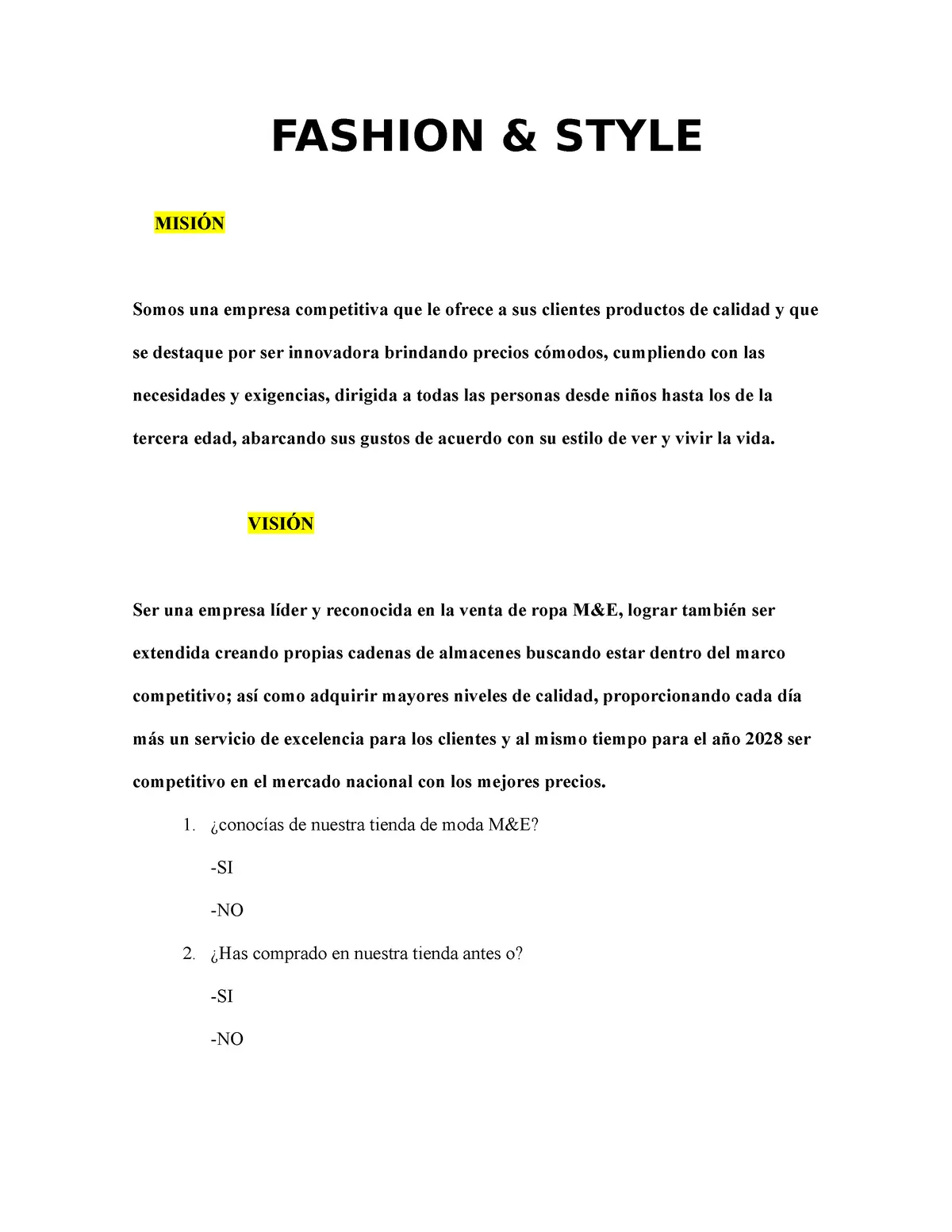 vision de una empresa de moda - Cuál es la visión de una tienda